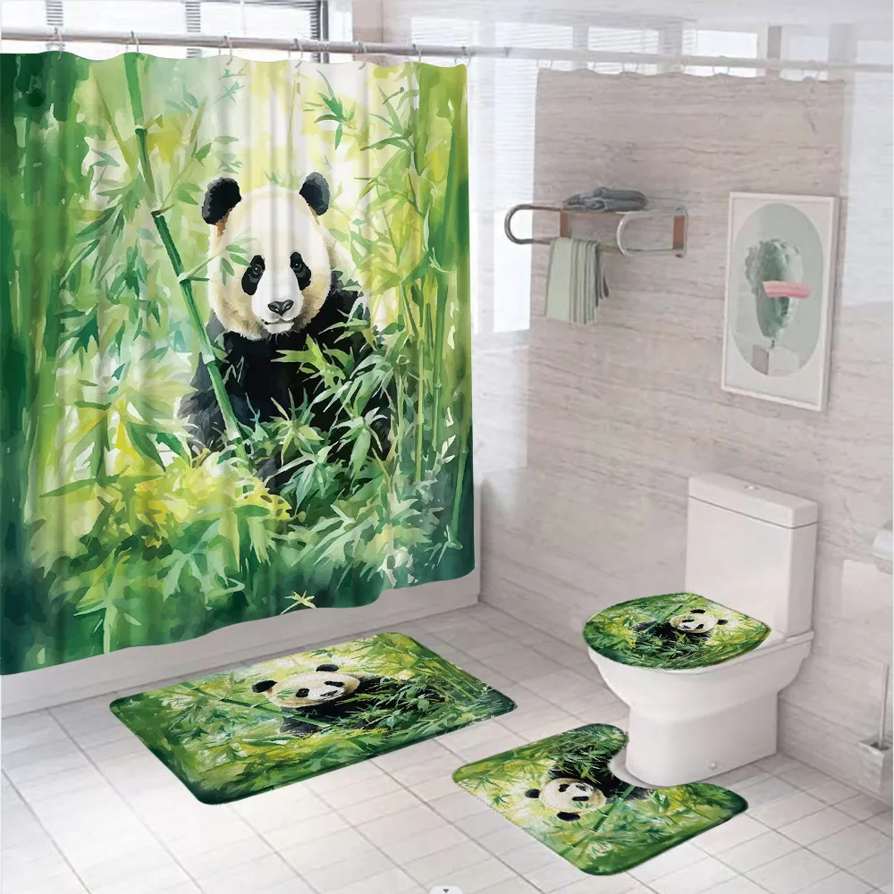 Bamboo Bath Mat - Juego de cortina de ducha de