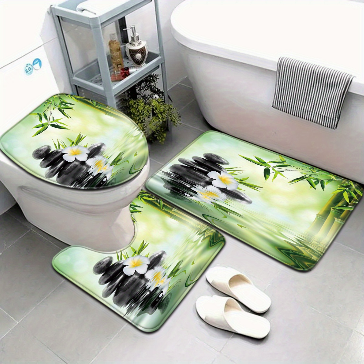 Juego de asiento de inodoro y  - Bamboo Bath Mat reseña y precio